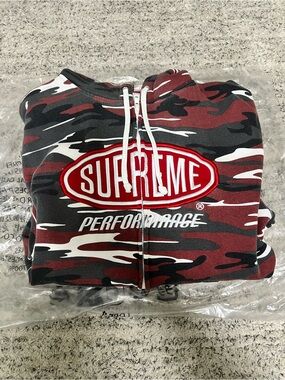 Supreme Red Black White Camo Zip Hoodie